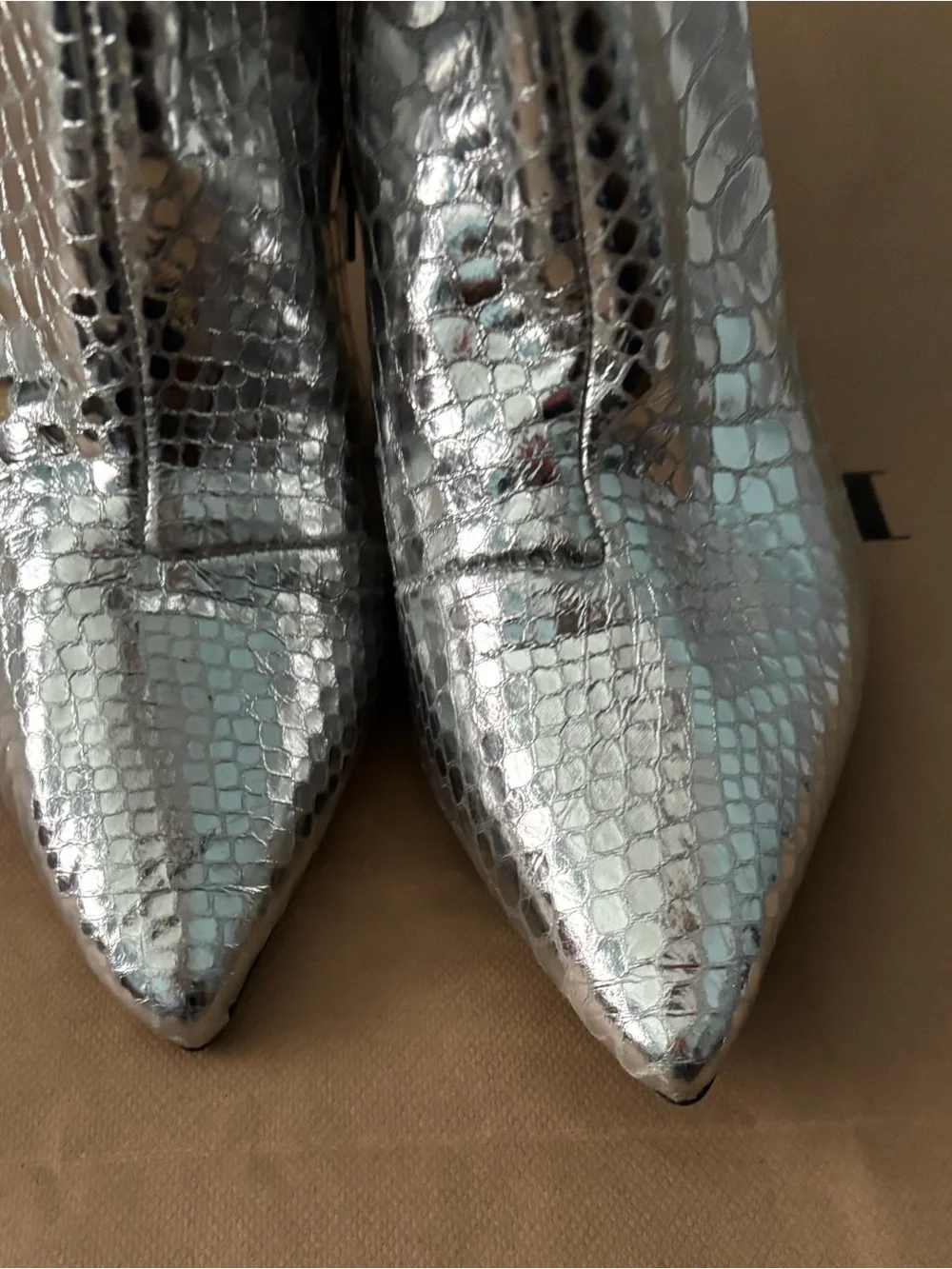 INC International Concepts Silver Snake-Effect Over-the-Knee Stiletto Boots